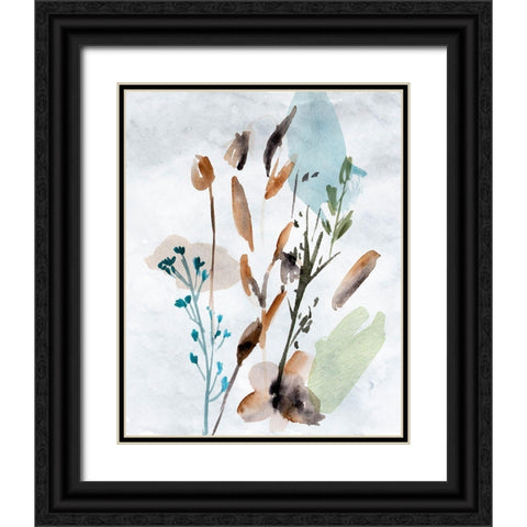 Watercolor Wildflowers V Black Ornate Wood Framed Art Print with Double Matting by Wang, Melissa