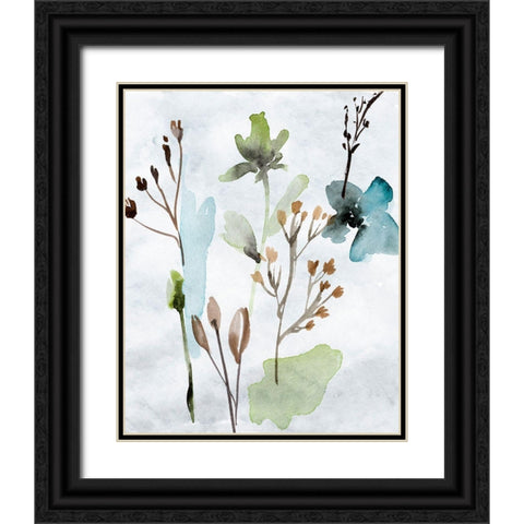 Watercolor Wildflowers VI Black Ornate Wood Framed Art Print with Double Matting by Wang, Melissa