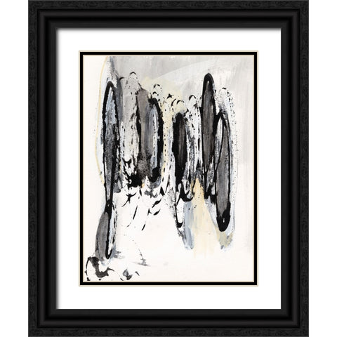 Grey Scribbles I Black Ornate Wood Framed Art Print with Double Matting by Fuchs, Jodi