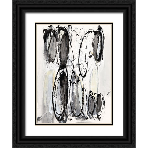 Grey Scribbles II Black Ornate Wood Framed Art Print with Double Matting by Fuchs, Jodi