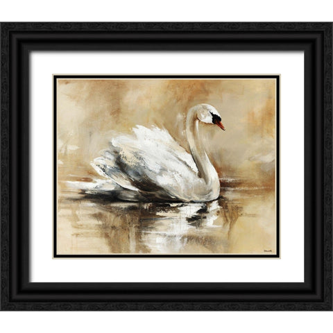 Swan Lake Black Ornate Wood Framed Art Print with Double Matting by Edmunds, Sydney