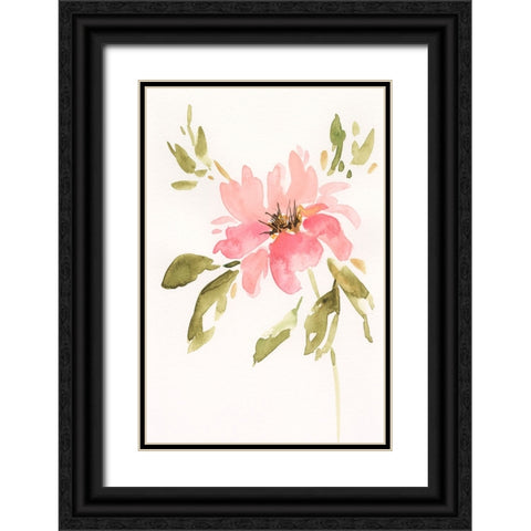 One Pink Bloom II Black Ornate Wood Framed Art Print with Double Matting by Moore, Regina