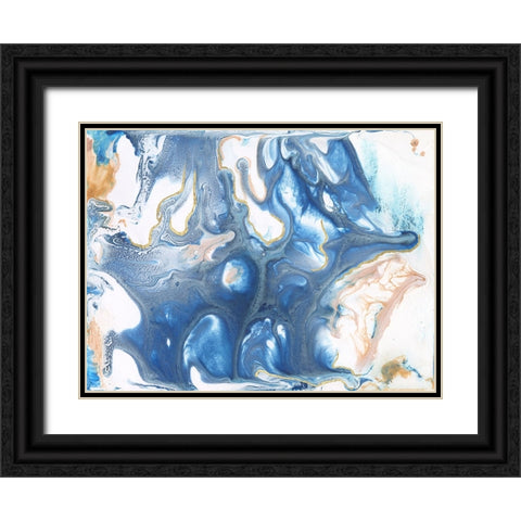 Dancing Blue II Black Ornate Wood Framed Art Print with Double Matting by Bramma, Lila