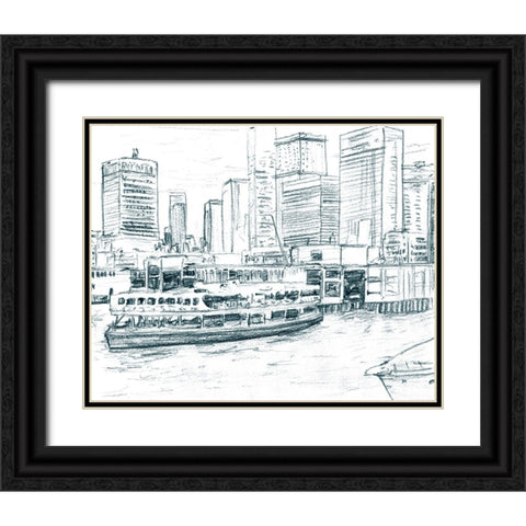 Ferryboats IV Black Ornate Wood Framed Art Print with Double Matting by Wang, Melissa