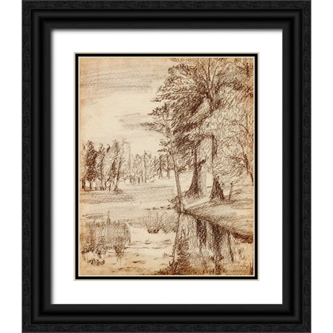 Forest View I Black Ornate Wood Framed Art Print with Double Matting by Wang, Melissa