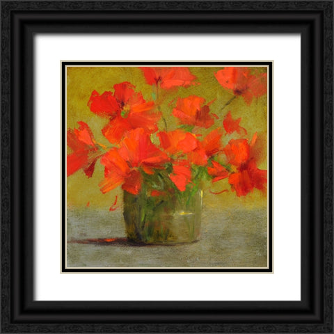 Nasturtiums I Black Ornate Wood Framed Art Print with Double Matting by Finch, Sheila