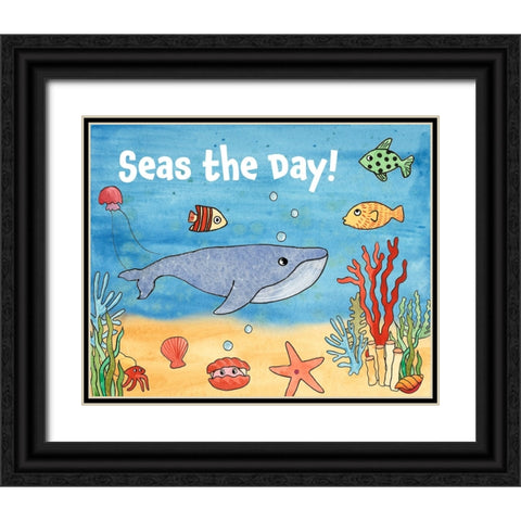 Cute Sea Creatures II Black Ornate Wood Framed Art Print with Double Matting by Longley, Alicia
