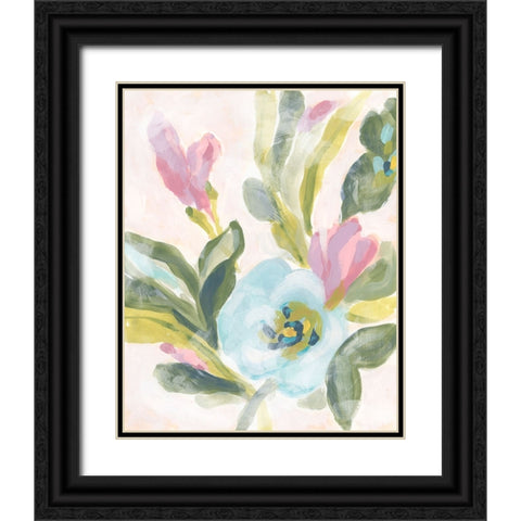 Floral Breeze Fresco  II Black Ornate Wood Framed Art Print with Double Matting by Vess, June Erica