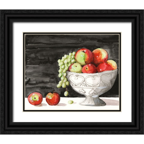 Watercolor Fruit Bowl I Black Ornate Wood Framed Art Print with Double Matting by Longley, Alicia