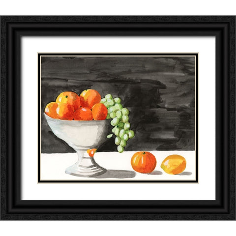 Watercolor Fruit Bowl II Black Ornate Wood Framed Art Print with Double Matting by Longley, Alicia