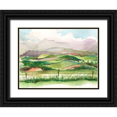 Bennachie Rain II Black Ornate Wood Framed Art Print with Double Matting by Marr, Laura
