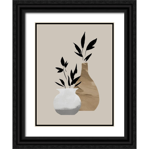 Simple Bud Vases I Black Ornate Wood Framed Art Print with Double Matting by Green, Jacob