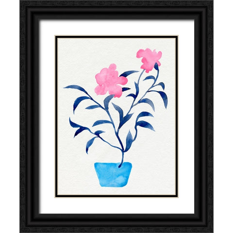 Hot Pink Hibiscus II Black Ornate Wood Framed Art Print with Double Matting by Green, Jacob