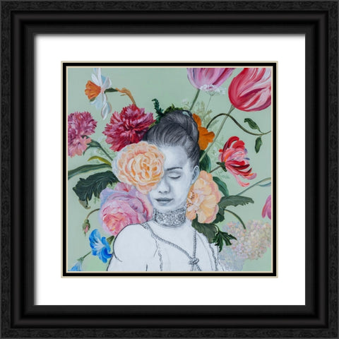 Portraits in Bloom I Black Ornate Wood Framed Art Print with Double Matting by Iafrate, Sandra