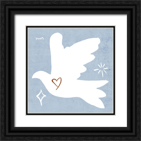 White Dove I Black Ornate Wood Framed Art Print with Double Matting by Wang, Melissa