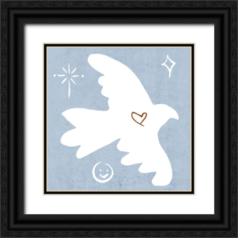 White Dove II Black Ornate Wood Framed Art Print with Double Matting by Wang, Melissa