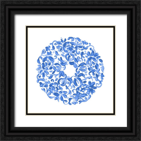 Porcelain Medallion III Black Ornate Wood Framed Art Print with Double Matting by Vess, June Erica