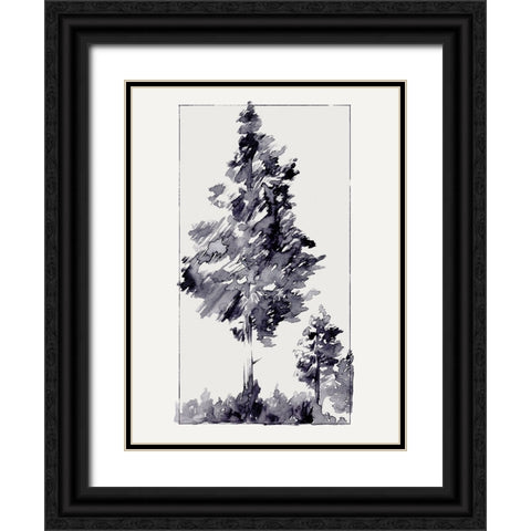 Inky Evergreen I Black Ornate Wood Framed Art Print with Double Matting by Green, Jacob