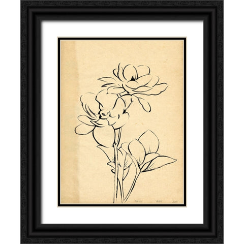 Magnolia Sketch II Black Ornate Wood Framed Art Print with Double Matting by Green, Jacob