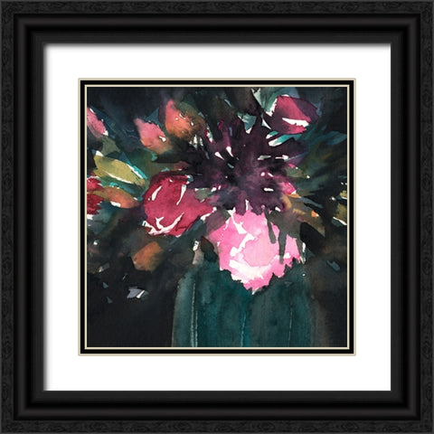 Bouquet Noir II Black Ornate Wood Framed Art Print with Double Matting by Warren, Annie