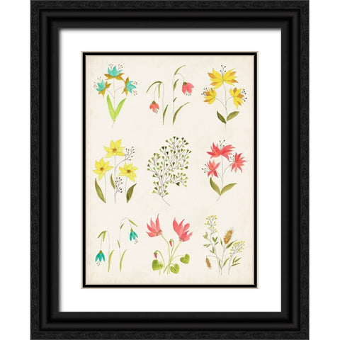 Floral Gatherings Grid Black Ornate Wood Framed Art Print with Double Matting by Legner, Gayle Martin