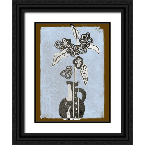 Graphic Flowers in Vase I Black Ornate Wood Framed Art Print with Double Matting by Wang, Melissa