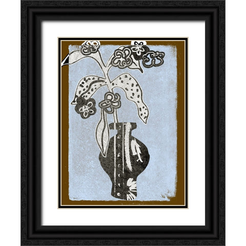 Graphic Flowers in Vase II Black Ornate Wood Framed Art Print with Double Matting by Wang, Melissa