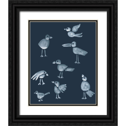 Flock I Black Ornate Wood Framed Art Print with Double Matting by Longley, Alicia