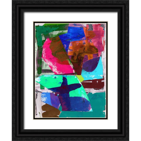 Brights Strokes III Black Ornate Wood Framed Art Print with Double Matting by Cartissi