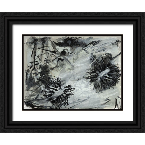 Black And White Chinois I Black Ornate Wood Framed Art Print with Double Matting by Cartissi