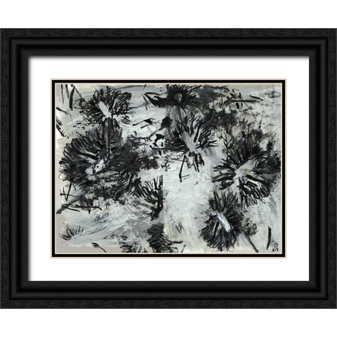 Black And White Chinois II Black Ornate Wood Framed Art Print with Double Matting by Cartissi