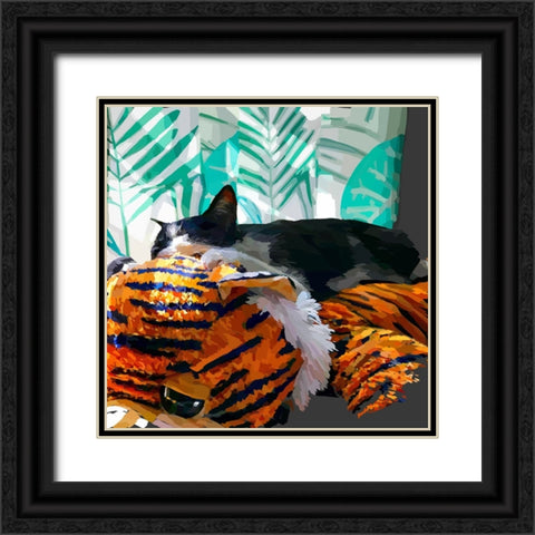 Sunning Kitties I Black Ornate Wood Framed Art Print with Double Matting by Kalina, Emily