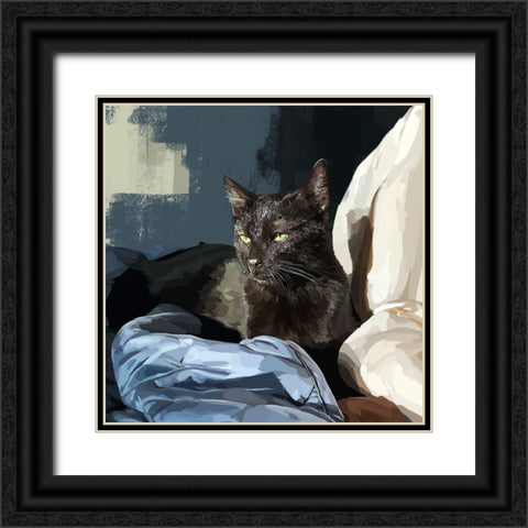 Sunning Kitties III Black Ornate Wood Framed Art Print with Double Matting by Kalina, Emily