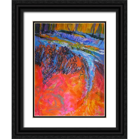 Vibrant Flow I Black Ornate Wood Framed Art Print with Double Matting by Fagan, Dorothy
