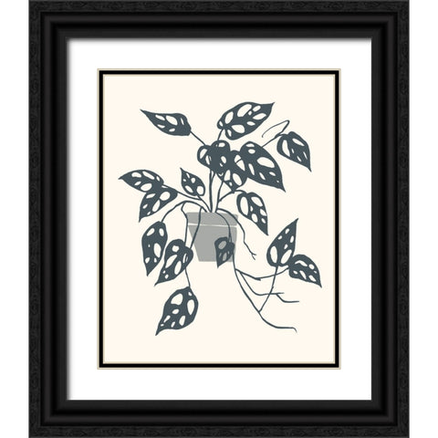 Growing Leaves I Black Ornate Wood Framed Art Print with Double Matting by Wang, Melissa