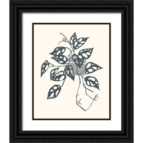Growing Leaves III Black Ornate Wood Framed Art Print with Double Matting by Wang, Melissa