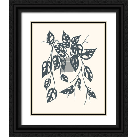 Growing Leaves V Black Ornate Wood Framed Art Print with Double Matting by Wang, Melissa