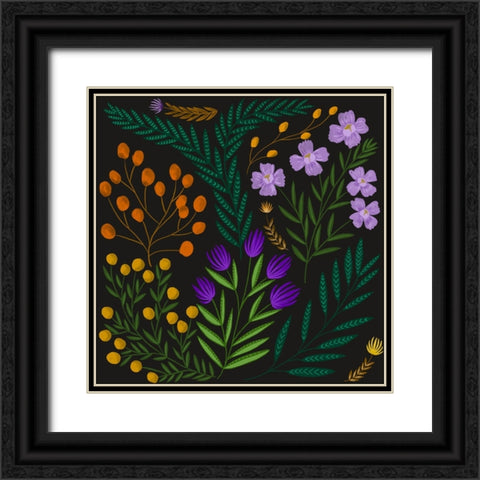 Botanical Play I Black Ornate Wood Framed Art Print with Double Matting by Moore, Regina