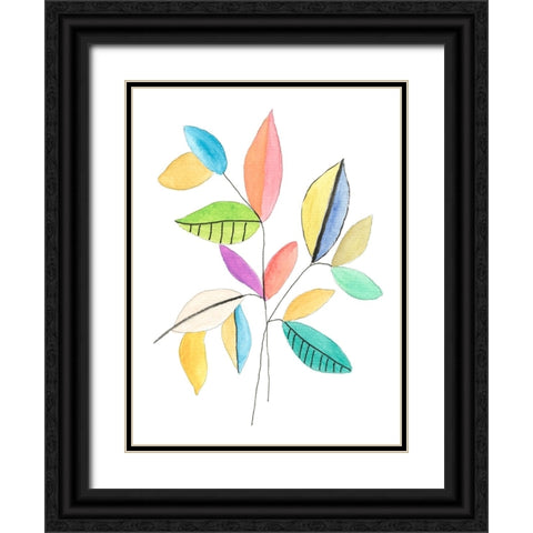 Color Pop Leaves I Black Ornate Wood Framed Art Print with Double Matting by Legner, Gayle Martin