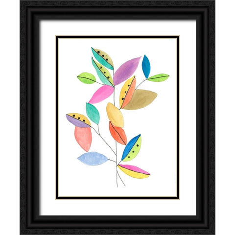 Color Pop Leaves II Black Ornate Wood Framed Art Print with Double Matting by Legner, Gayle Martin