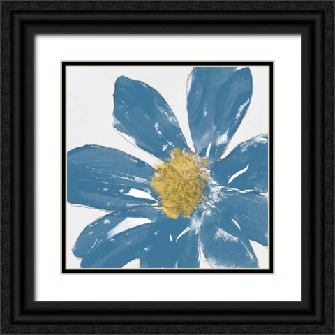 A Blue Greeting I Black Ornate Wood Framed Art Print with Double Matting by Saunders, Alonzo