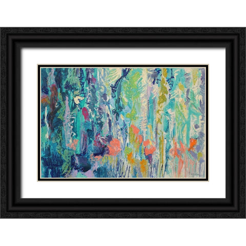 Downpour Butterflies Black Ornate Wood Framed Art Print with Double Matting by Fagan, Dorothy