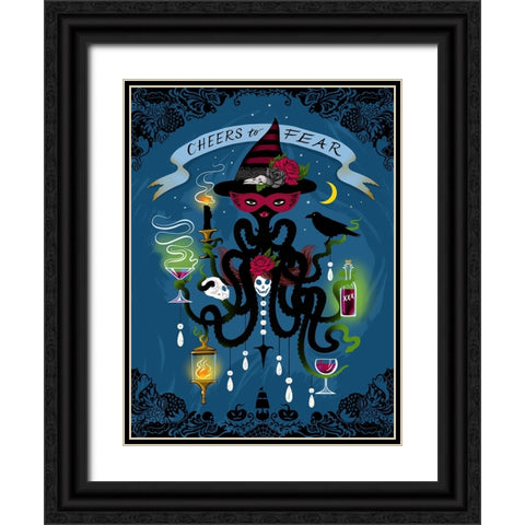 Spooky Cephalopod Chandeliers I Black Ornate Wood Framed Art Print with Double Matting by Marr, Laura