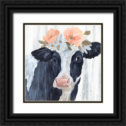 Susie in Flowers I Black Ornate Wood Framed Art Print with Double Matting by Warren, Annie