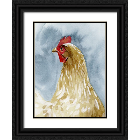 Chicken Portrait I Black Ornate Wood Framed Art Print with Double Matting by Caroline, Emma
