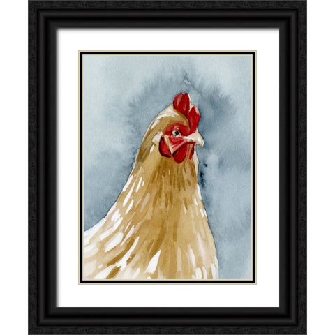 Chicken Portrait II Black Ornate Wood Framed Art Print with Double Matting by Caroline, Emma