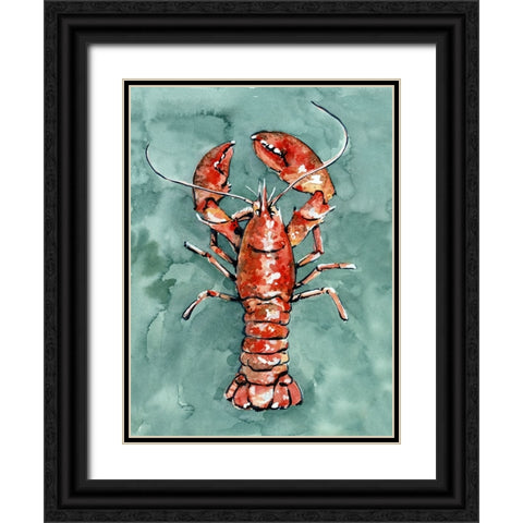 Aquatic Lobster I Black Ornate Wood Framed Art Print with Double Matting by Caroline, Emma