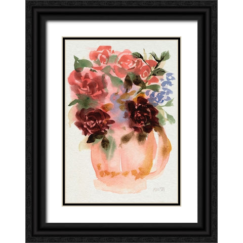 Mauve Bouquet in Teapot I Black Ornate Wood Framed Art Print with Double Matting by Zwara, Ania