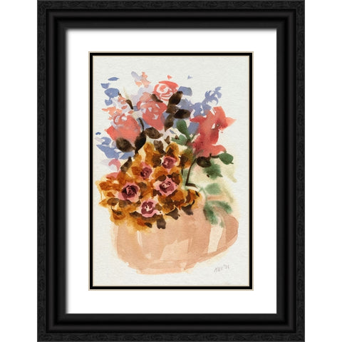 Mauve Bouquet in Teapot II Black Ornate Wood Framed Art Print with Double Matting by Zwara, Ania
