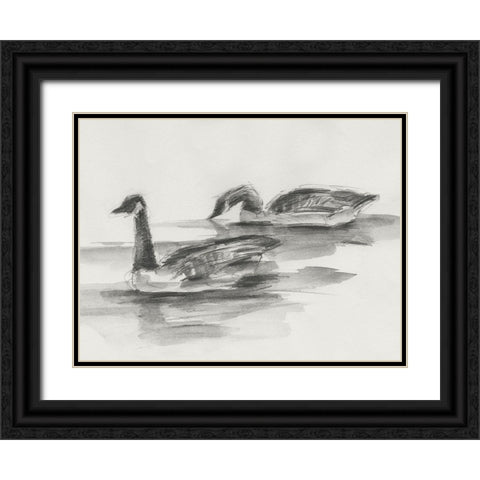 Geese Study II Black Ornate Wood Framed Art Print with Double Matting by Harper, Ethan